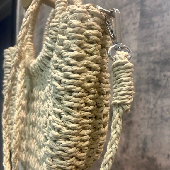 Woven Straw Half Moon Bag – Summer Rattan Crossbody Purse for Women - Picture 3 of 6